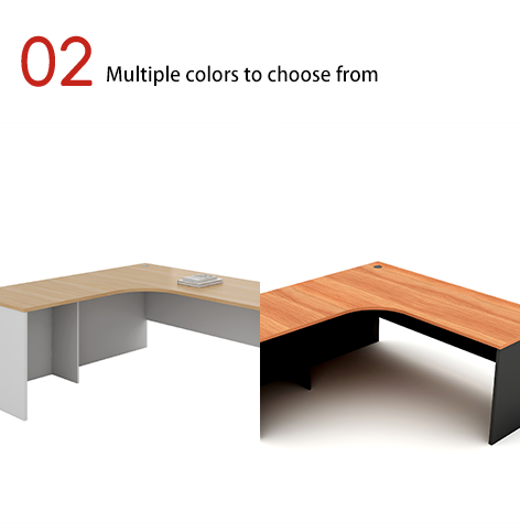 Curved L-shaped Modern Executive Desk with Cabinet Storage Single ...