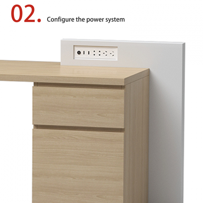 Custom Wooden Office Desk with Drawers & Socket Workstation