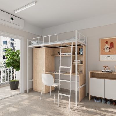 Buy 2000 X 900 X 2120mm School Dormitory Bunk Bed Frame With Desk And Locker online manufacture