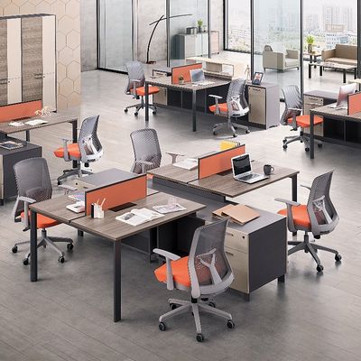 Simple and comfortable ergonomic orange-gray double color fabric office chair staff chair