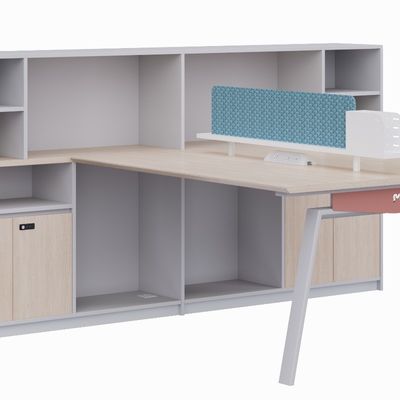Two-Person Staff Desk Partition Separated With File Cabinet / Password Lock Support customization