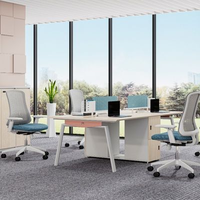 Support customization Two-Person / Four-Person Office Desk With File Cabinet With Lock Customizable Size Color