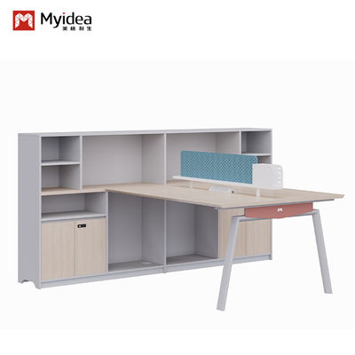 Two-Person Staff Desk Partition Separated With File Cabinet / Password Lock Support customization