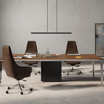 Support customization Modern Design Dark Wood Grain Conference Table With Cold-Rolled Steel Legs Office Furniture for Meeting & Negotiation Rooms
