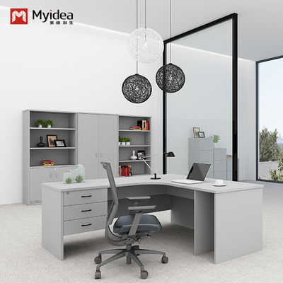 Administrative Office Furniture support customization Curved L-shaped Modern Executive Desk with Cabinet Storage Single Computer Desk