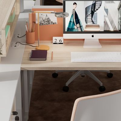 Simple And Modern Combination Of Staff Desks And Chairs, Staff Workstations With Six Seats, Card Holders, Finance Staff Desks, Furniture