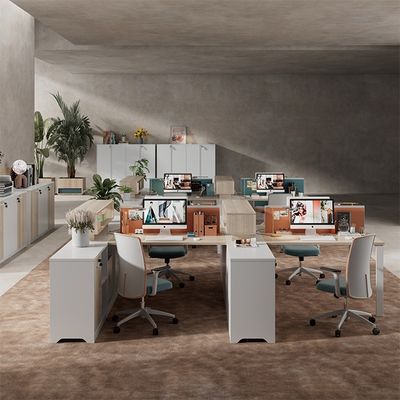 Simple And Modern Combination Of Staff Desks And Chairs, Staff Workstations With Six Seats, Card Holders, Finance Staff Desks, Furniture