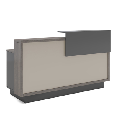 Bright Black Three Story Reception Desk, Company Reception Desk, Modern And Minimalist Style, Customer Reception Desk, Hotel Reception Desk