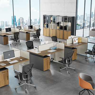 Staff Desk Facing Two Or More People With Screen, Staff Computer Desk