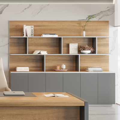 Office Back Cabinet Combination Multi Functional Light Industry Wind Wrapped Edge Design Book Display Independent Office Back Cabinet