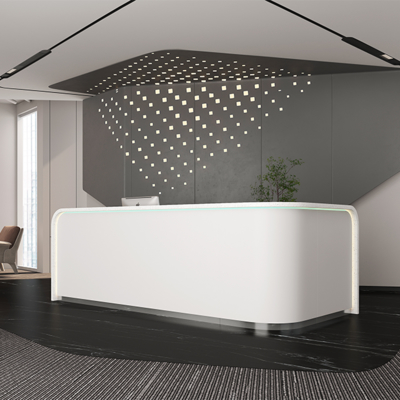 Texture Artificial Stone Countertop Front Desk Company Hotel Reception Desk Service Desk Simple Modern And Stylish Curved Counter
