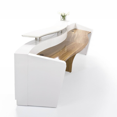 Curved baked paint front desk, company bar counter, beauty hospital, dental clinic, circular cashier counter, simple and modern reception desk