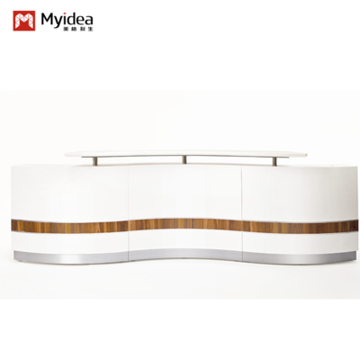 Curved baked paint front desk, company bar counter, beauty hospital, dental clinic, circular cashier counter, simple and modern reception desk