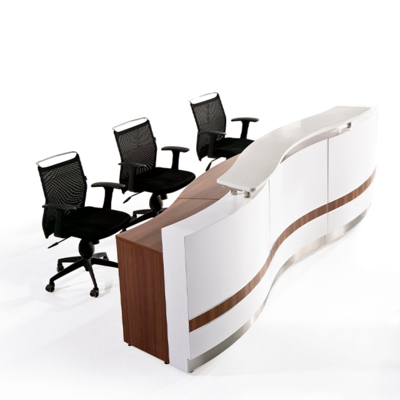 Curved baked paint front desk, company bar counter, beauty hospital, dental clinic, circular cashier counter, simple and modern reception desk