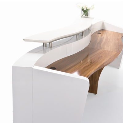 Curved baked paint front desk, company bar counter, beauty hospital, dental clinic, circular cashier counter, simple and modern reception desk