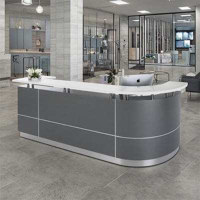 Artificial Stone Countertop, Front Desk Painting Process, Curved Reception Desk, Baking Paint Counter Company