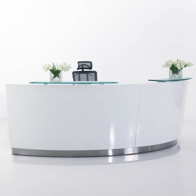 Company front desk, reception desk, bar counter, light luxury, high-end feeling, hotel restaurant, baking paint process, cashier counter