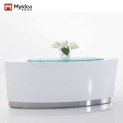 Company front desk, reception desk, bar counter, light luxury, high-end feeling, hotel restaurant, baking paint process, cashier counter
