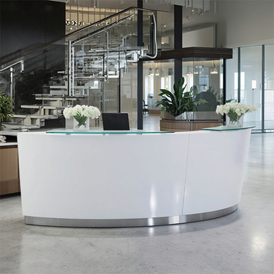 Company front desk, reception desk, bar counter, light luxury, high-end feeling, hotel restaurant, baking paint process, cashier counter