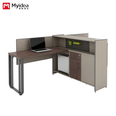 Single Employee Desk with Cabinet Storage, industrial Style Office Desk, Simple and Modern Computer Desk