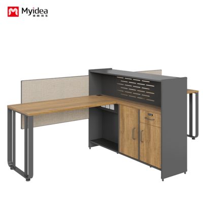 Single Employee Desk with Cabinet Storage, industrial Style Office Desk, Simple and Modern Computer Desk