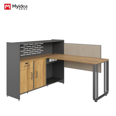 Single Employee Desk with Cabinet Storage, industrial Style Office Desk, Simple and Modern Computer Desk
