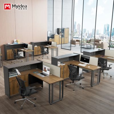 Single Employee Desk with Cabinet Storage, industrial Style Office Desk, Simple and Modern Computer Desk