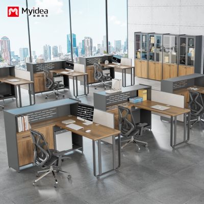 Single Employee Desk with Cabinet Storage, industrial Style Office Desk, Simple and Modern Computer Desk