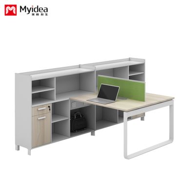 Company Office Screen Style Computer Desk with Two Person Design Sense,desk with file Cabinet for Storage office Desk