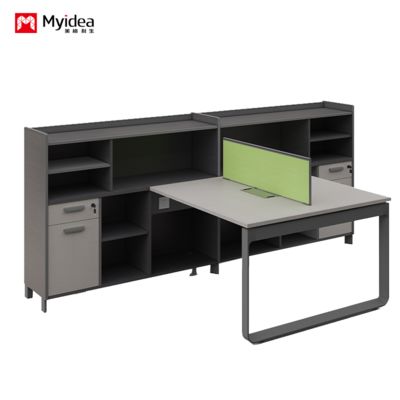 Company Office Screen Style Computer Desk with Two Person Design Sense,desk with file Cabinet for Storage office Desk