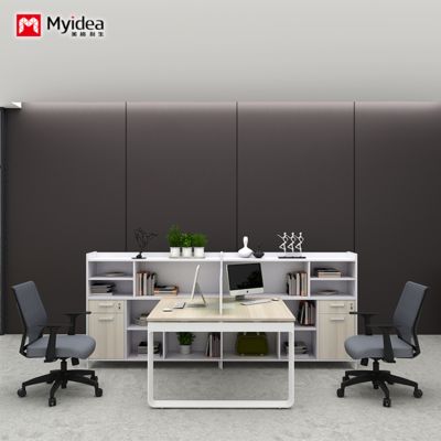 Company Office Screen Style Computer Desk with Two Person Design Sense,desk with file Cabinet for Storage office Desk