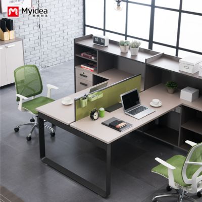 Company Office Screen Style Computer Desk with Two Person Design Sense,desk with file Cabinet for Storage office Desk