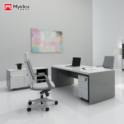 customization white baking paint process office desk，modern and fashionable boss desk，office furniture，computer desk