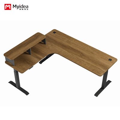 L-shaped Electric Lifting Table with Movable Sub Cabinet Storage Space, Main Desk with Cable Collection System, Office Desk