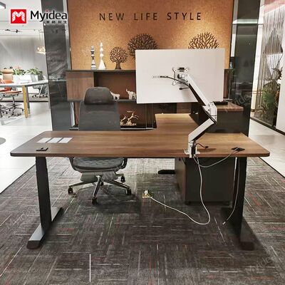 L-shaped Electric Lifting Table with Movable Sub Cabinet Storage Space, Main Desk with Cable Collection System, Office Desk