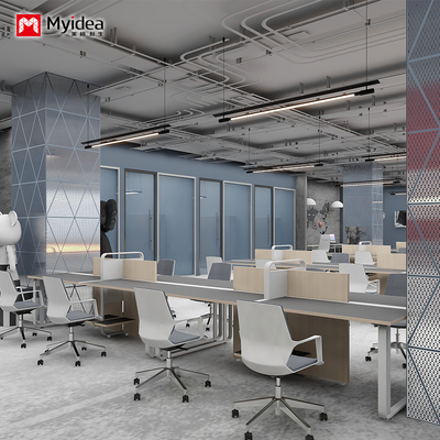 Office Desk, Staff Workstation, Modern Minimalist Screen Booth, 4-person 6-person Office Desk and Chair Combination