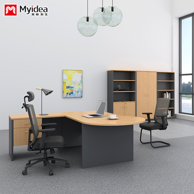 L-Shaped Executive Desk, Melamine Board Material, Spacious Corner Workstation for Office