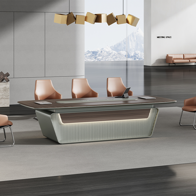 Buy PVC Vinyl Laminated Round Edge Conference Table – Glossy Painted Surface for Office Meeting Rooms online manufacture