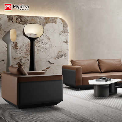 Buy Nordic Minimalism Leather Sofa Set Office Bedroom Traditional Sectional Design Metal Legs Single/Triple Seat Sofas online manufacture