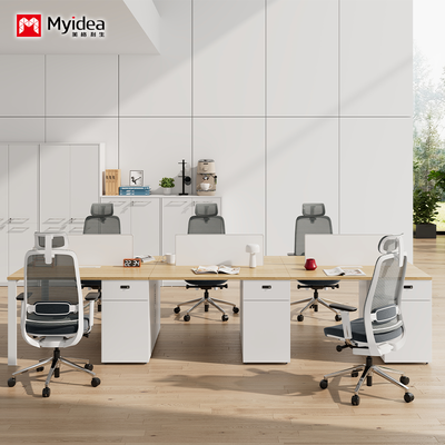 Buy Modern Wooden Workstation Desks with Storage Space Facing Each Other Freestanding Design Easy Assembly online manufacture