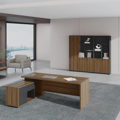 Buy Executive Computer Desk Storage Cabinet Modern Wooden Panel Design Durable Eco-Friendly Construction Assembly Required online manufacture