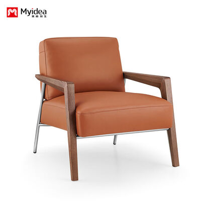 Buy Executive Single-Seat Leather Lounge Sofa with High-Density Rebound Foam, Ash Wood + Stainless Steel Legs – Available in Multiple Color Options online manufacture
