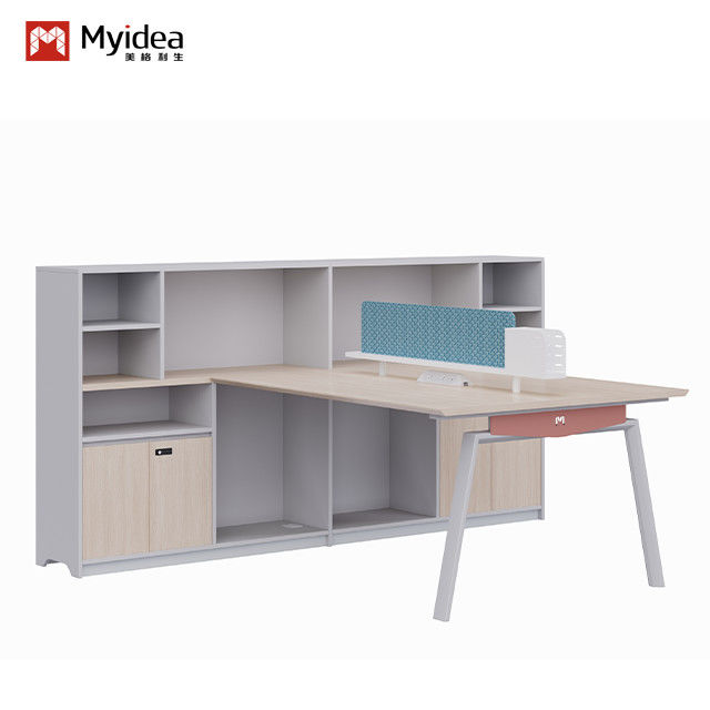 Two-Person Staff Desk Partition Separated With File Cabinet / Password Lock Support customization
