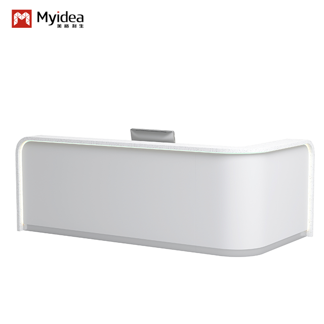 Texture Artificial Stone Countertop Front Desk Company Hotel Reception Desk Service Desk Simple Modern And Stylish Curved Counter