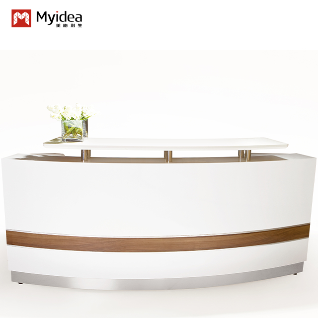 Company Front Desk, Reception Desk, Simple Modern Office Front Desk, Curved Hotel Lobby, Bar Counter, Cash Register