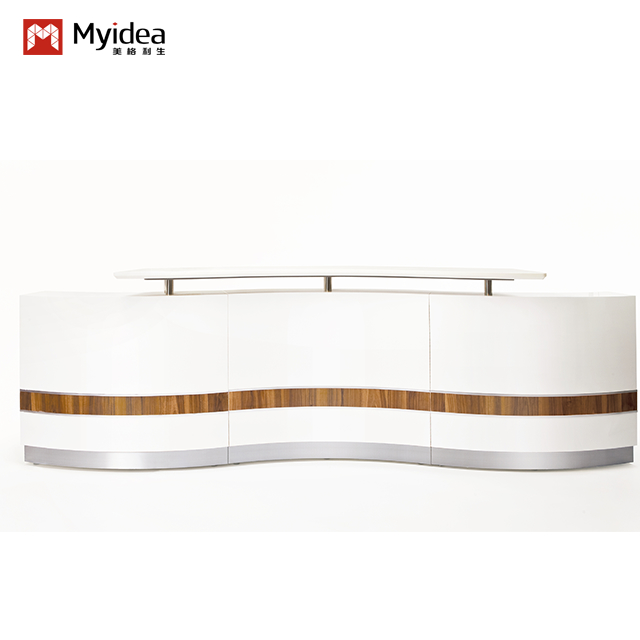 Curved baked paint front desk, company bar counter, beauty hospital, dental clinic, circular cashier counter, simple and modern reception desk
