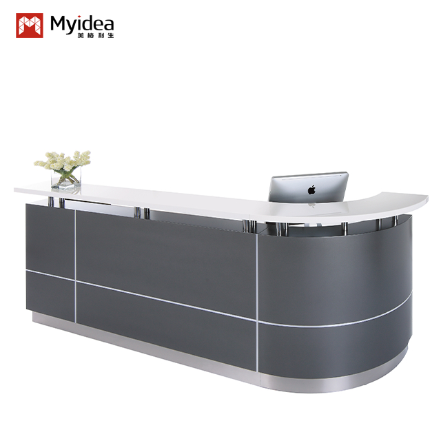 Artificial Stone Countertop, Front Desk Painting Process, Curved Reception Desk, Baking Paint Counter Company
