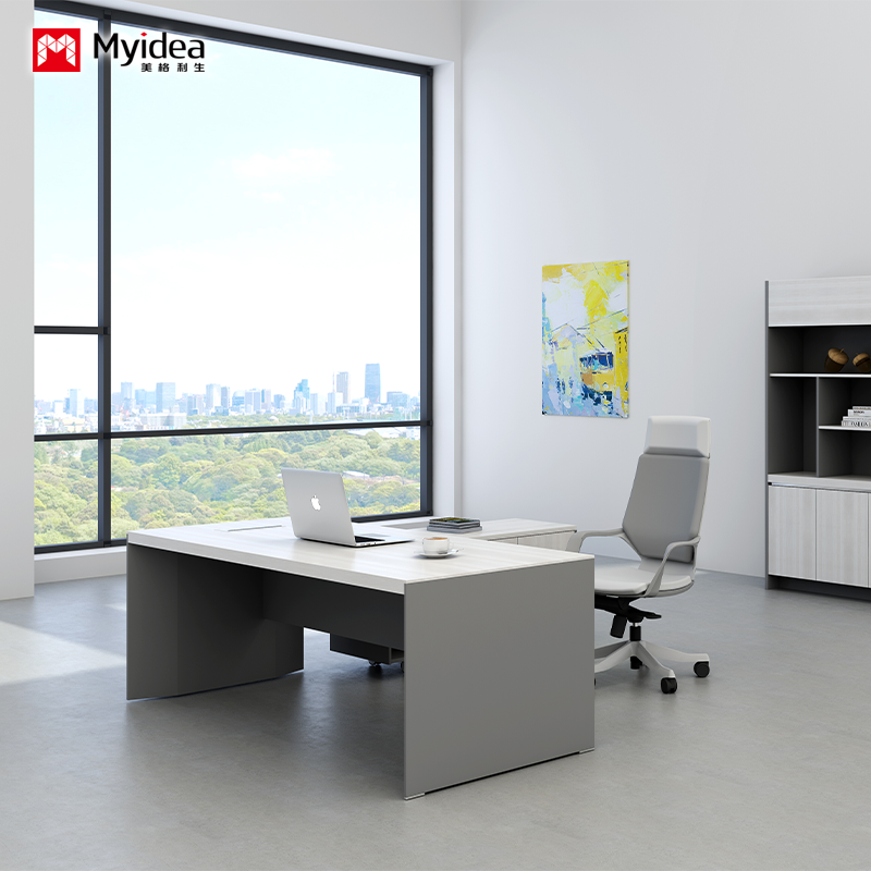 customization white baking paint process office desk，modern and fashionable boss desk，office furniture，computer desk