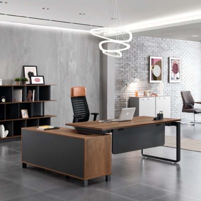 customization Elegant Modern Single Person Office Desk with Large Desktop Board for Boss's Computer Workstation